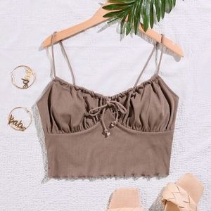 Tie Front Ruched Bust Cami Top